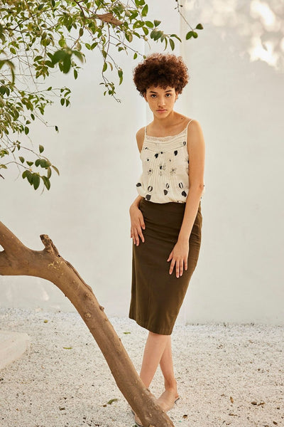 Olive pencil skirt