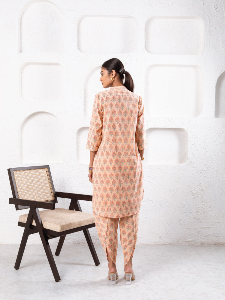 Peach Pansy Dhoti Co-Ord