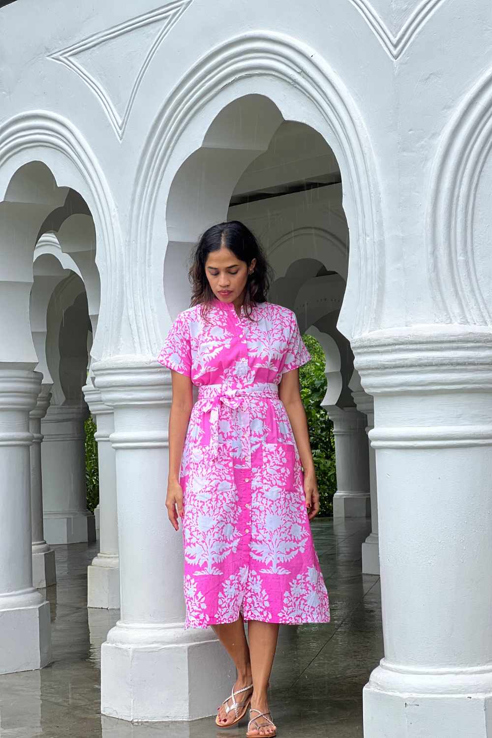 FUSCHIA PRINT DRESS