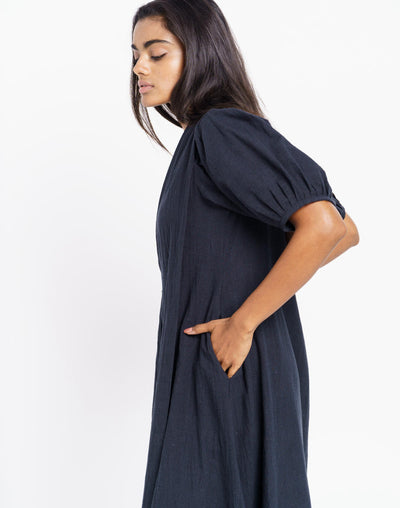 A classic ink black midi dress - Black