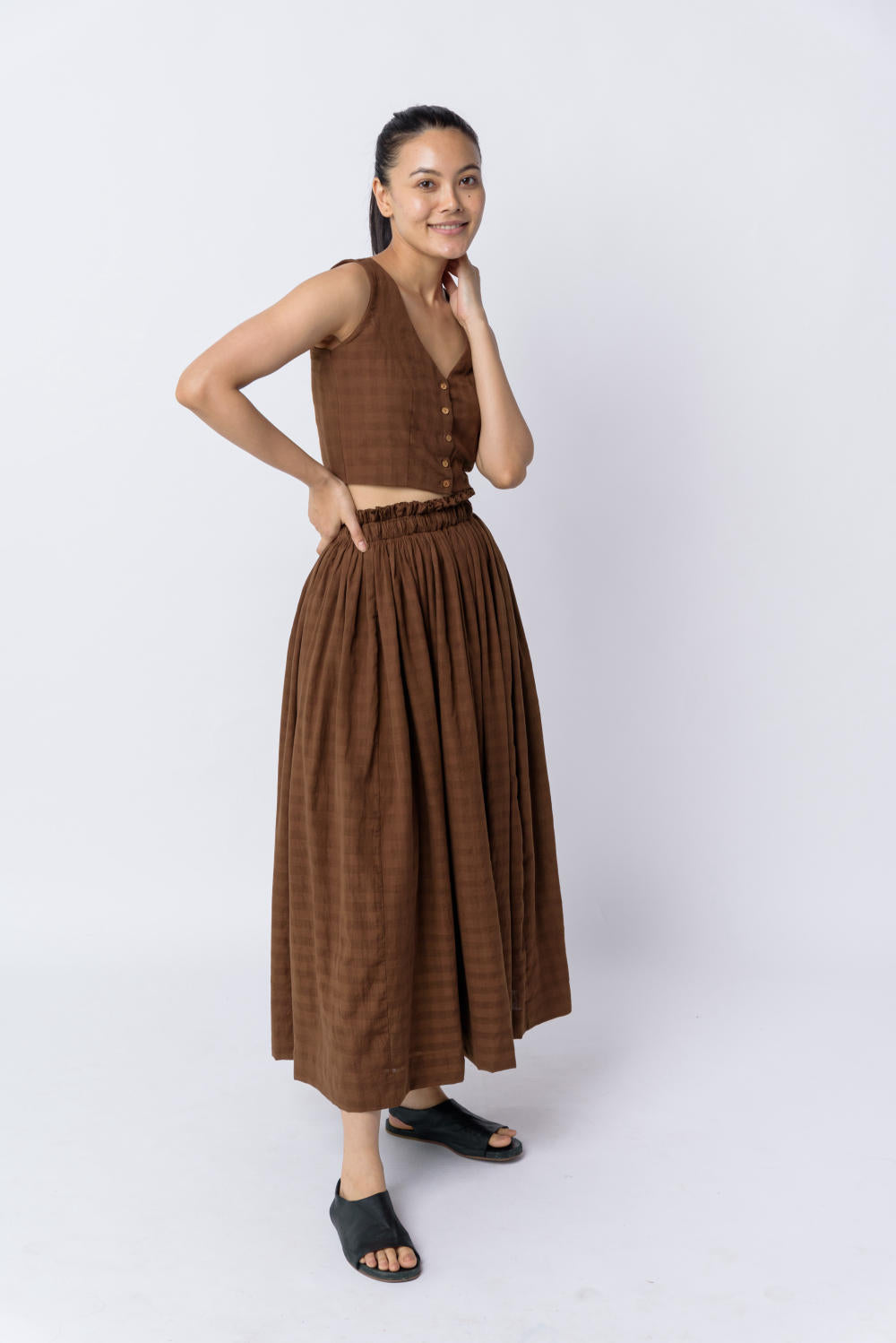 Antique brown pull - on skirt - Brown