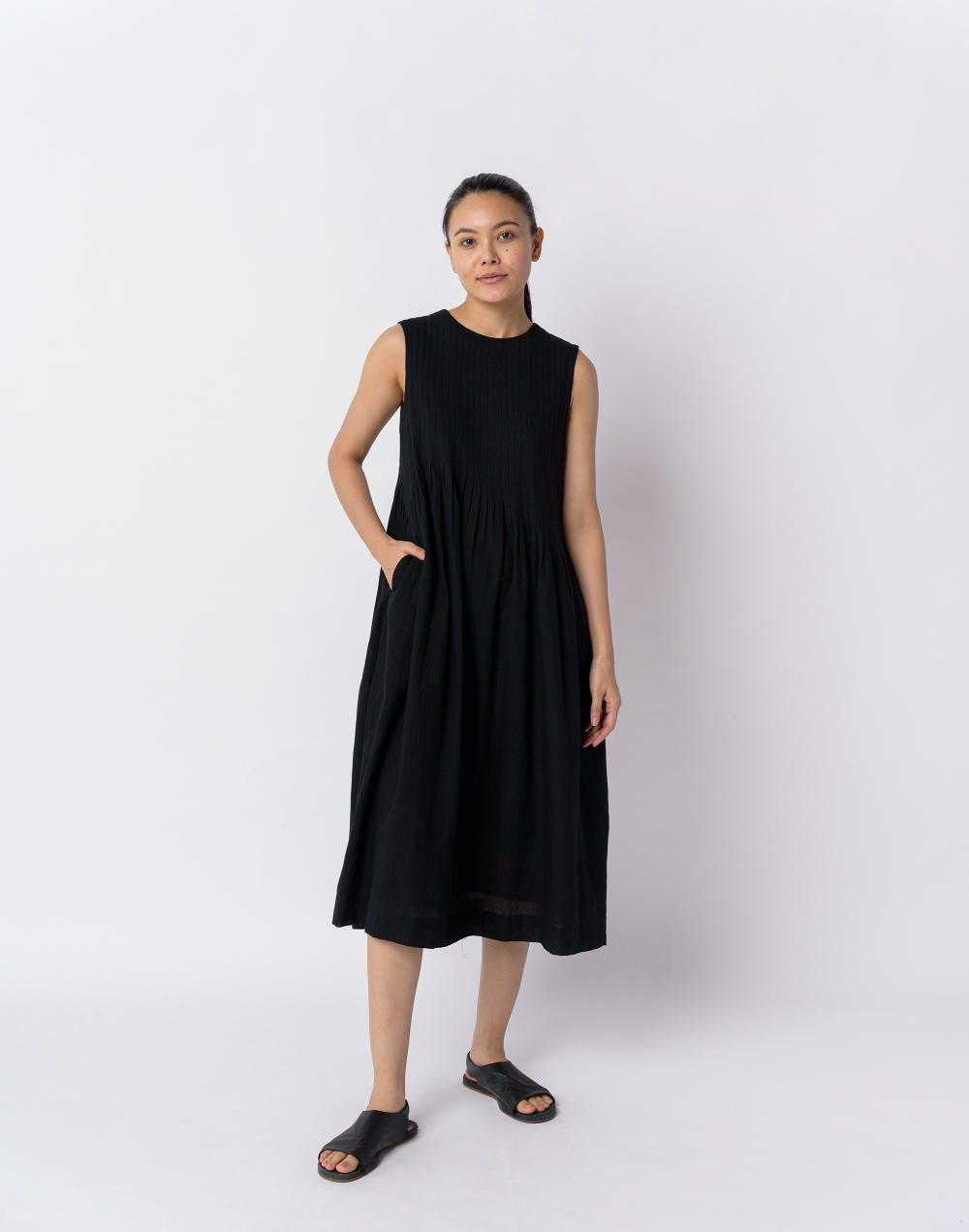 Black cotton minimal dress - Black