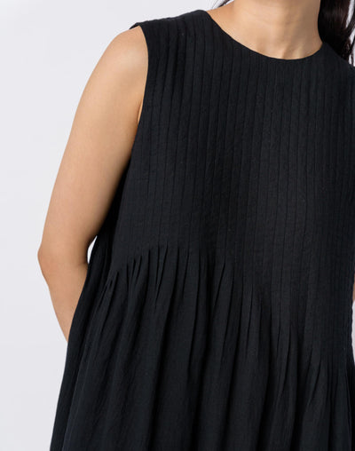 Black cotton minimal dress - Black