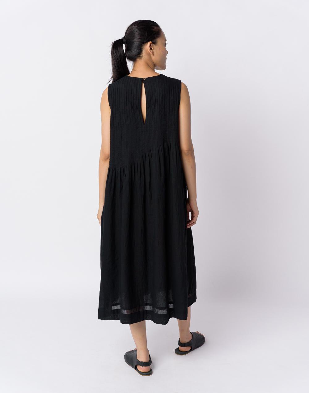 Black cotton minimal dress - Black