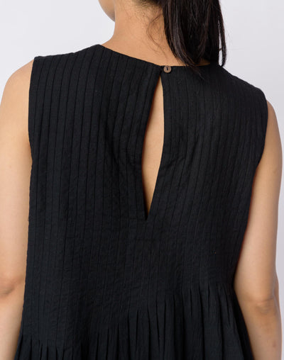 Black cotton minimal dress - Black