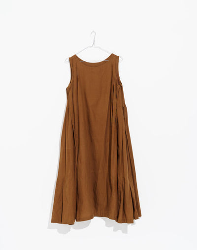 Cinnamon brown extra pleated midi dress - Brown