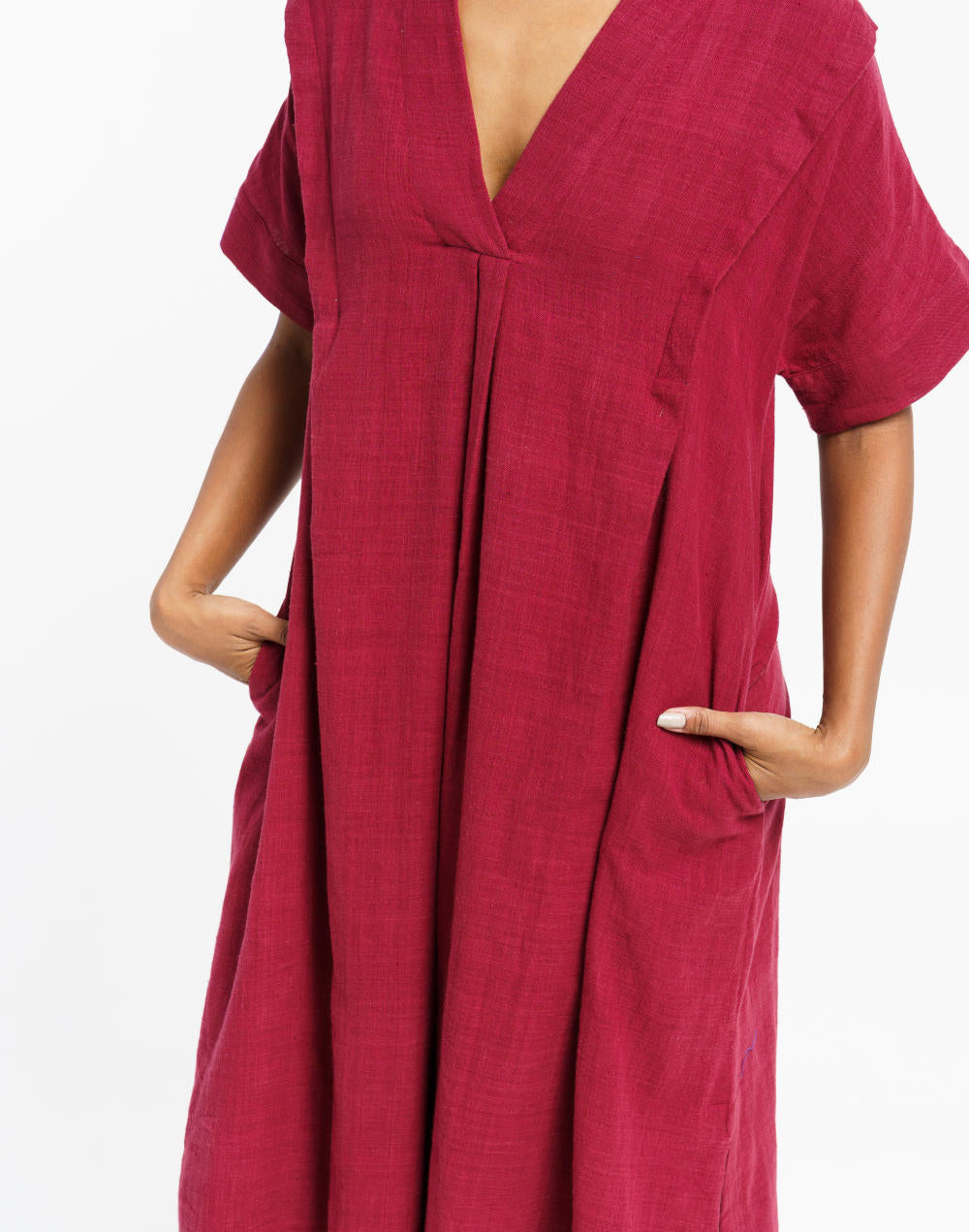 Deep wine organic cotton long dress - Red