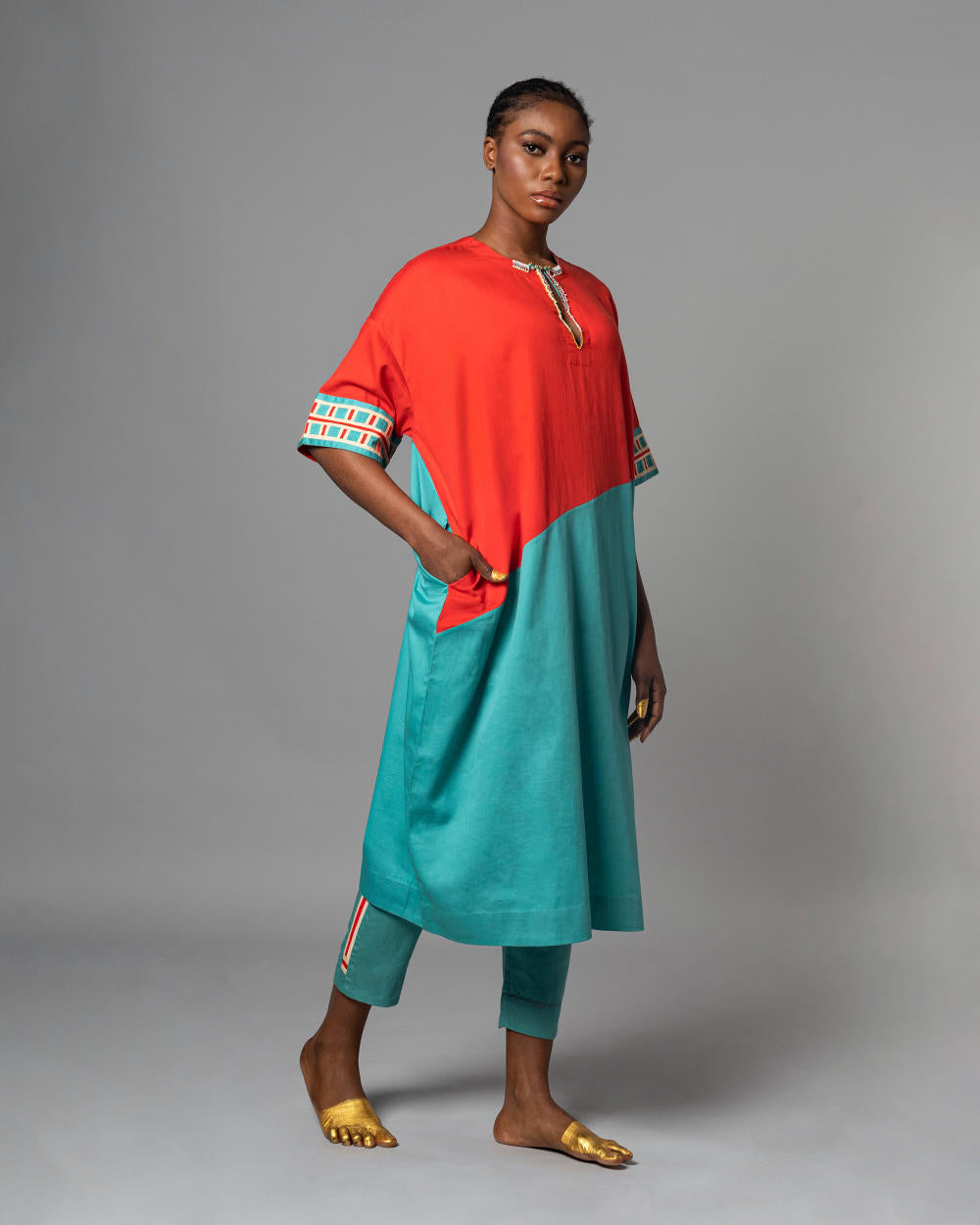 Imani Grey Blue Kaftan