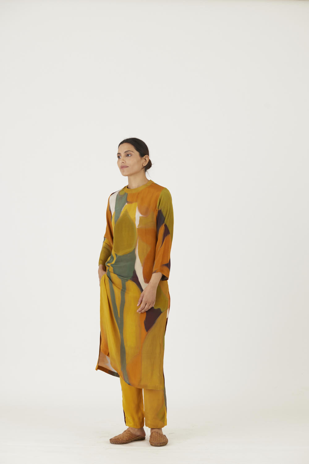 LEI LANI YELLOW LONG KURTA  SET