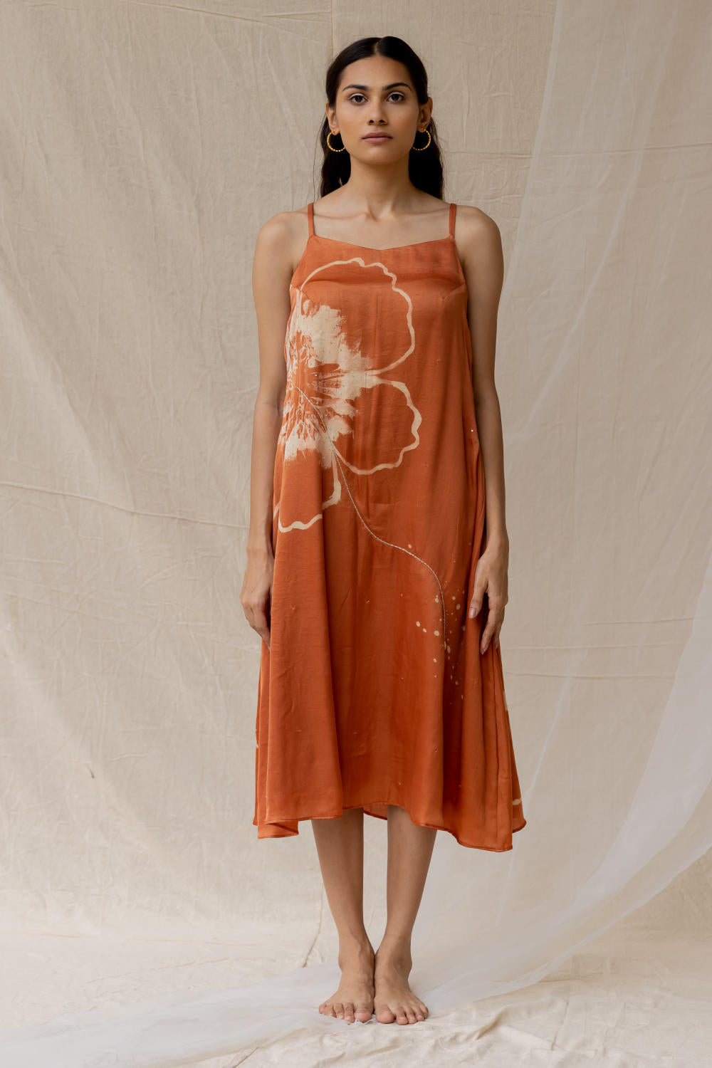 Hibiscus on a date dress - rust