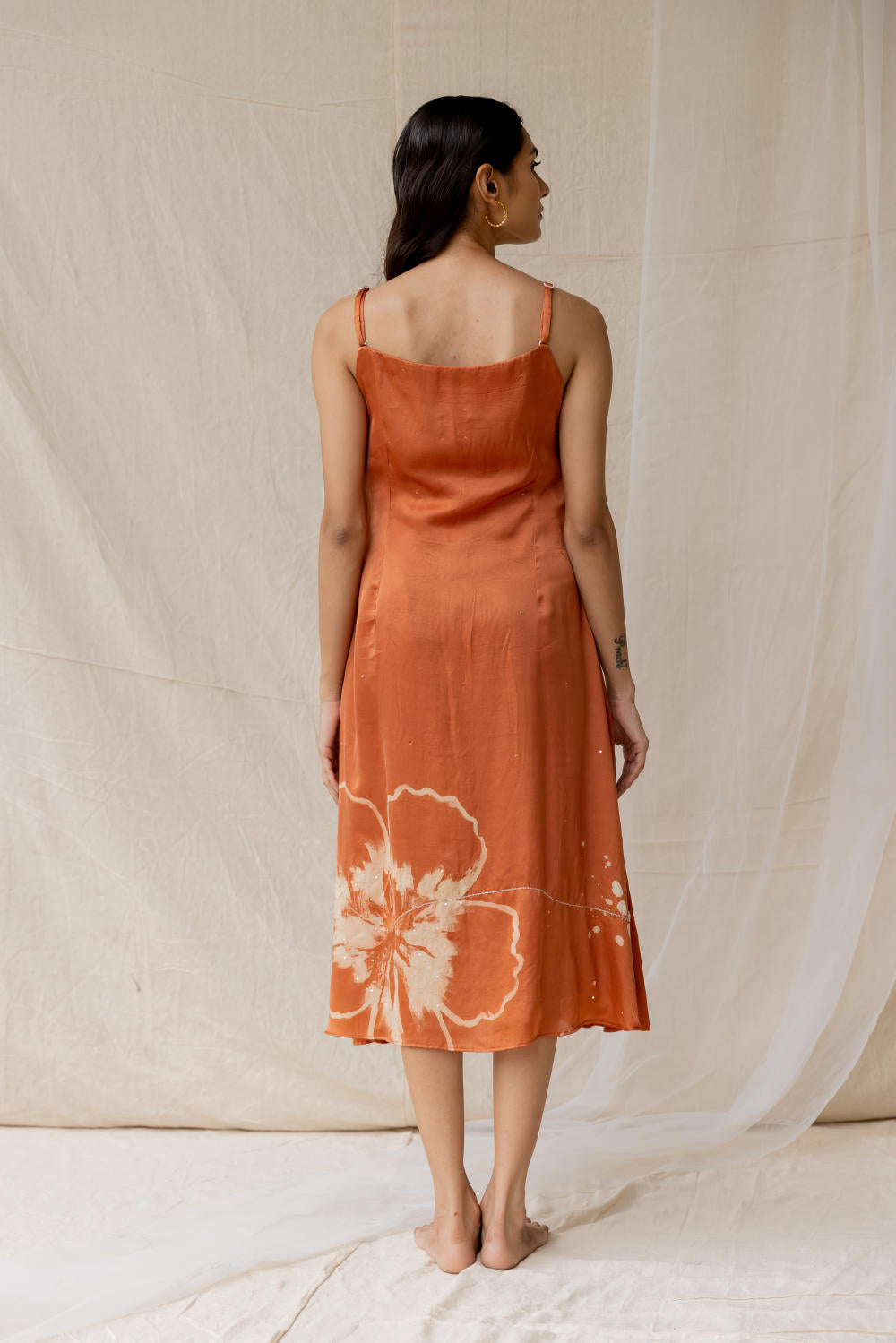 Hibiscus on a date dress - rust