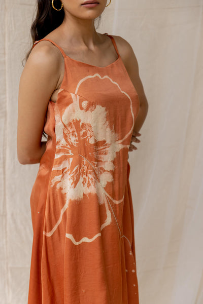 Hibiscus on a date dress - rust