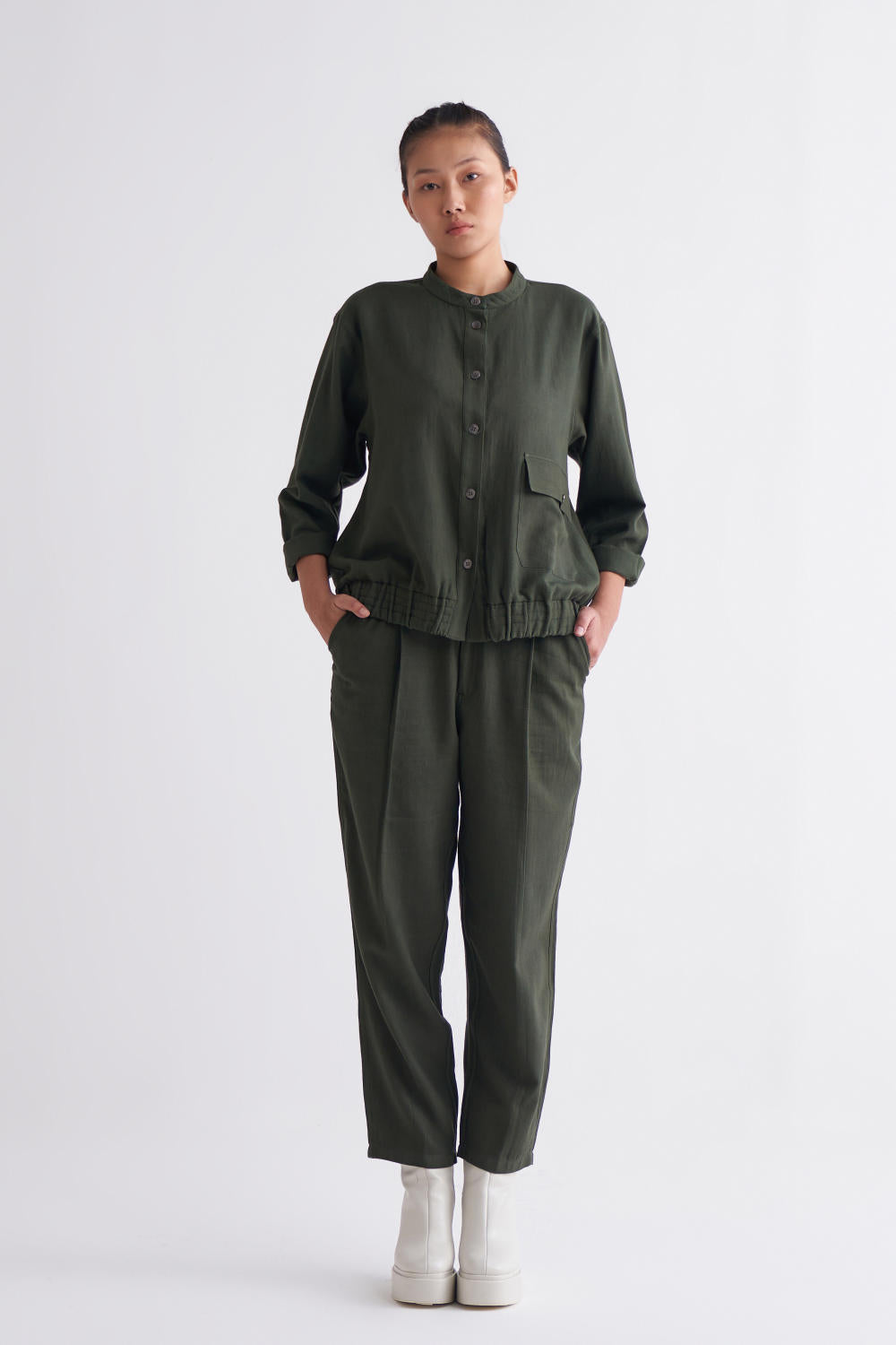 Short Jacket Co-ord - Olive