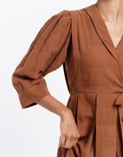 The 70’s classic wrap midi dress - Brown