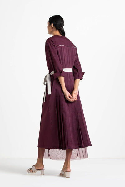 Back Pleat Wrap Overlay Wine Fashion THREE