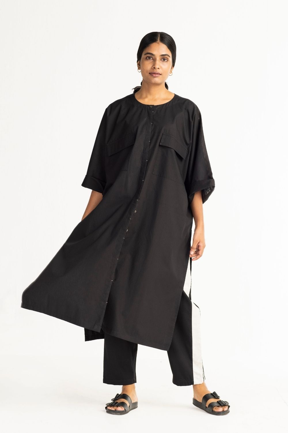 Flap Pocket Shirt Co-ord - Black Fashion THREE