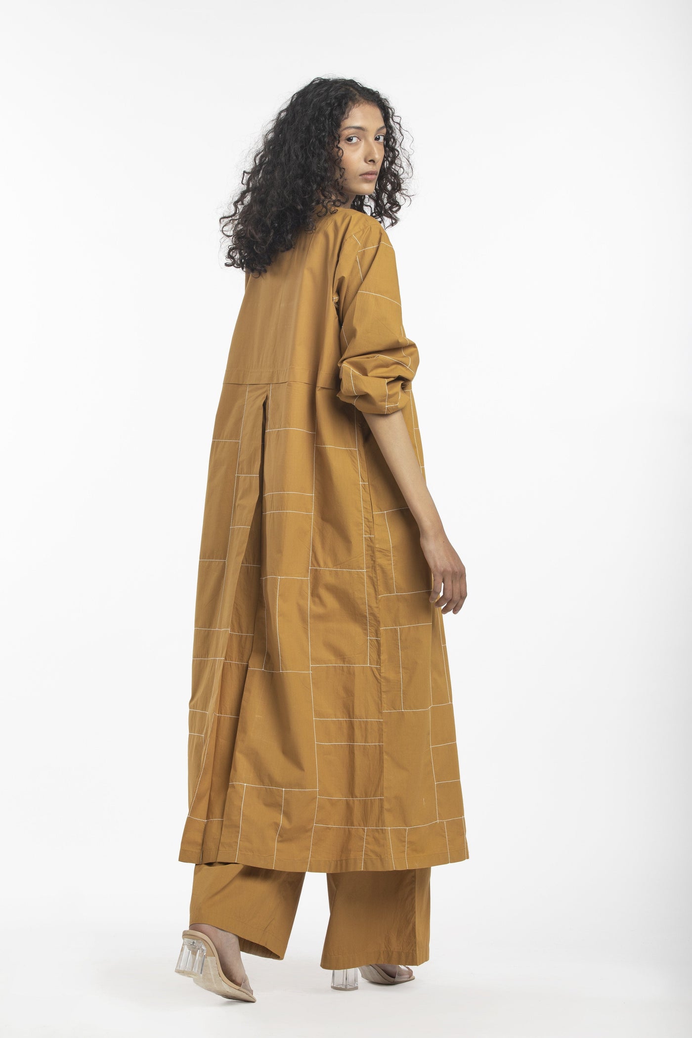 FRONT PLEAT BOTTOM-MUSTARD Fashion THREE