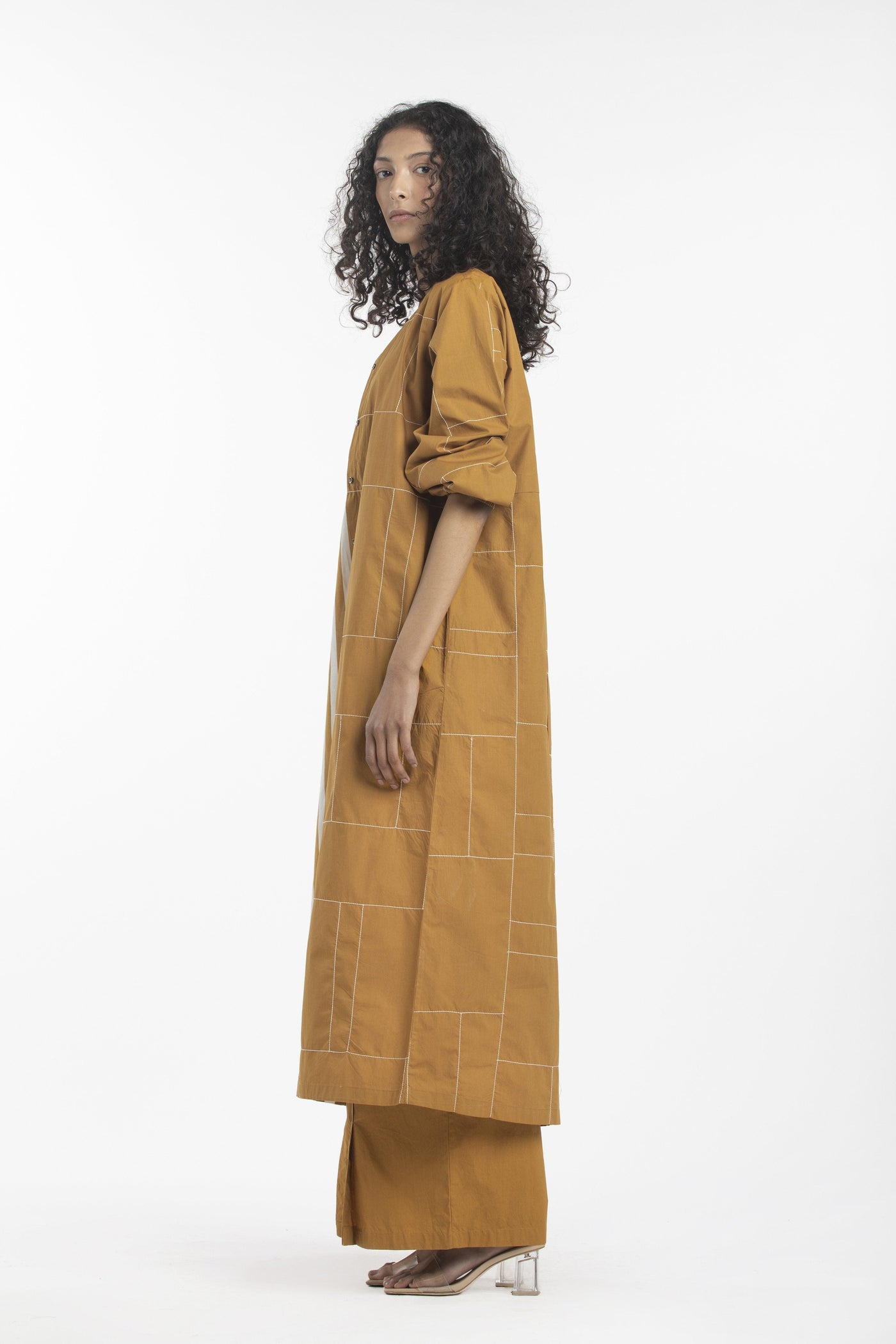 FRONT PLEAT BOTTOM-MUSTARD Fashion THREE