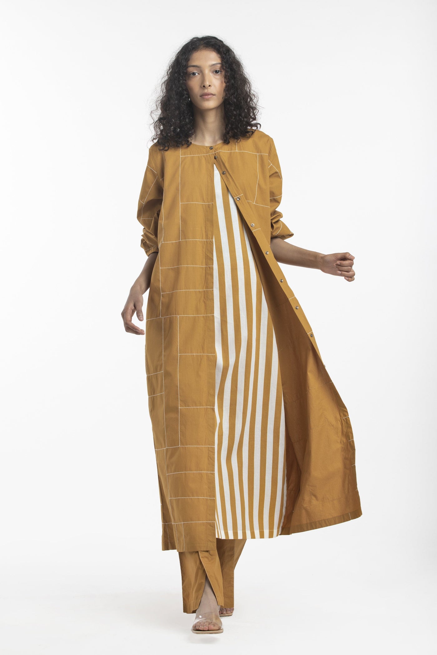 FRONT PLEAT BOTTOM-MUSTARD Fashion THREE