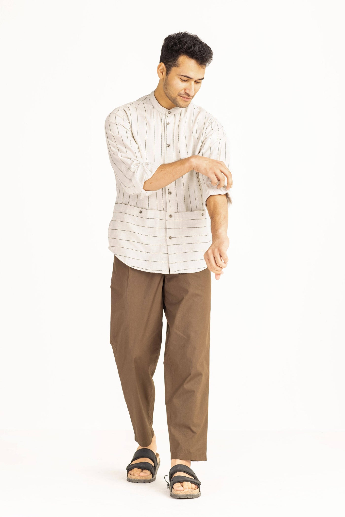 Front Pocket Shirt Co-ord-Beige Men THREE Men 