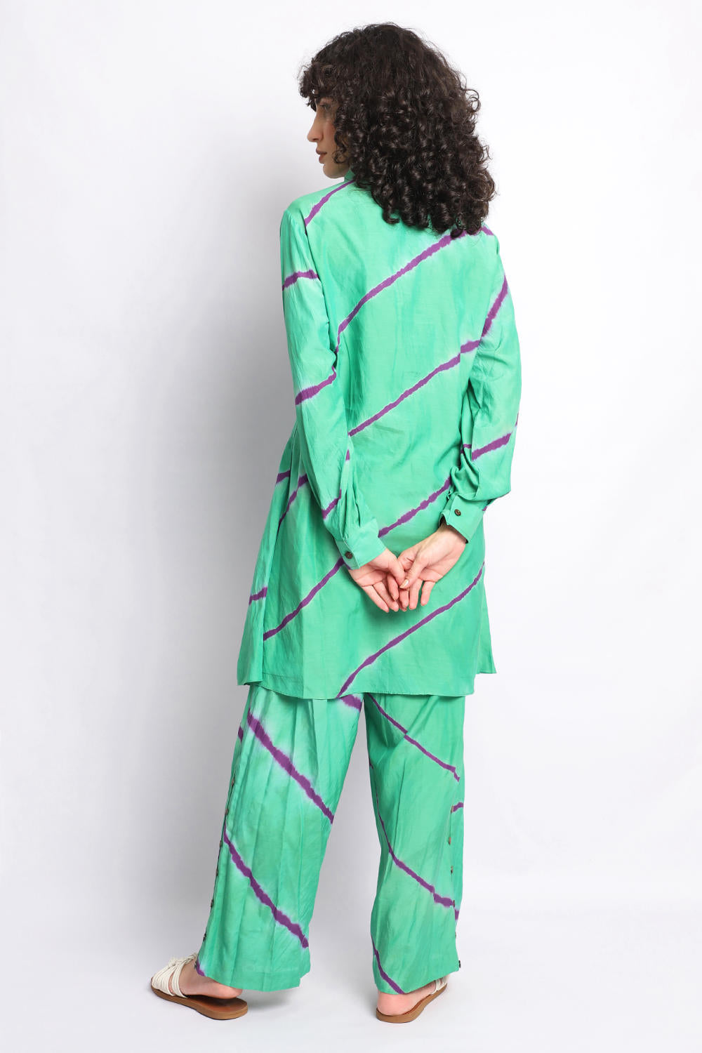 GREEN AND PURPLE LEHERIYA CO-ORD SET Fashion The Pot Plant