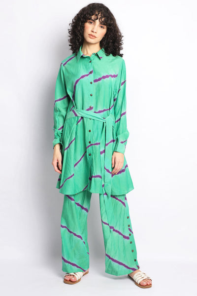 GREEN AND PURPLE LEHERIYA CO-ORD SET Fashion The Pot Plant