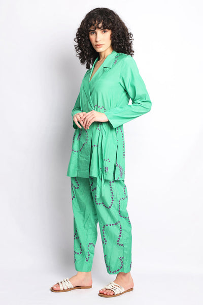 GREEN FLORAL WRAP CO-ORD SET Fashion The Pot Plant