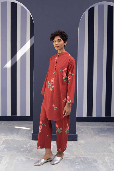 GULKAND RED KURTA SET Fashion Yam