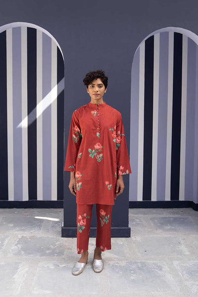 GULKAND RED KURTA SET Fashion Yam