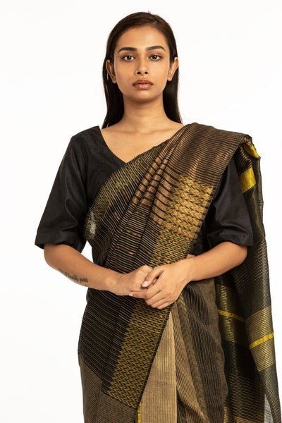 Handwoven Black Meen Saree Fashion Akaaro 