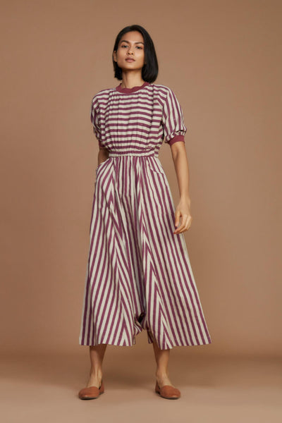 Ivory and Mauve Striped Mati Sphara Jumpsuit Fashion Mati