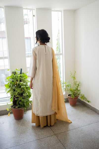 Juanita- Ivory and Gold Combination Kurta Sharara Set Fashion Juanita 