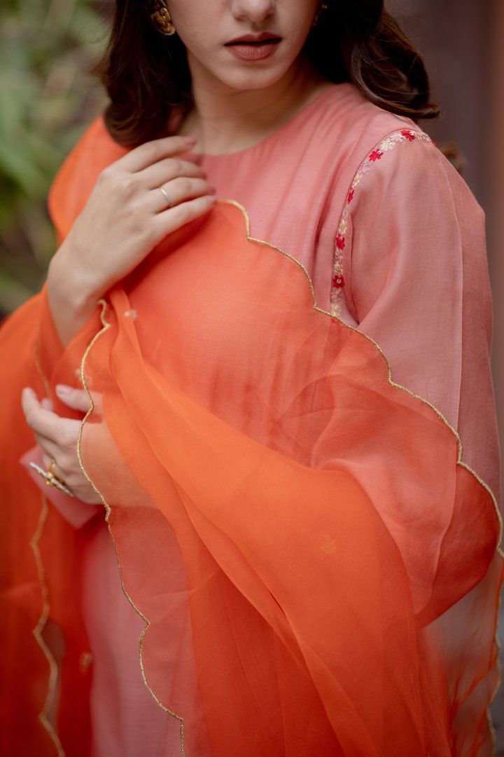 Light Peach and Orange Kurta Set Fashion Juanita 