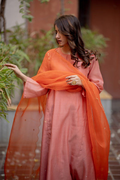 Light Peach and Orange Kurta Set Fashion Juanita 