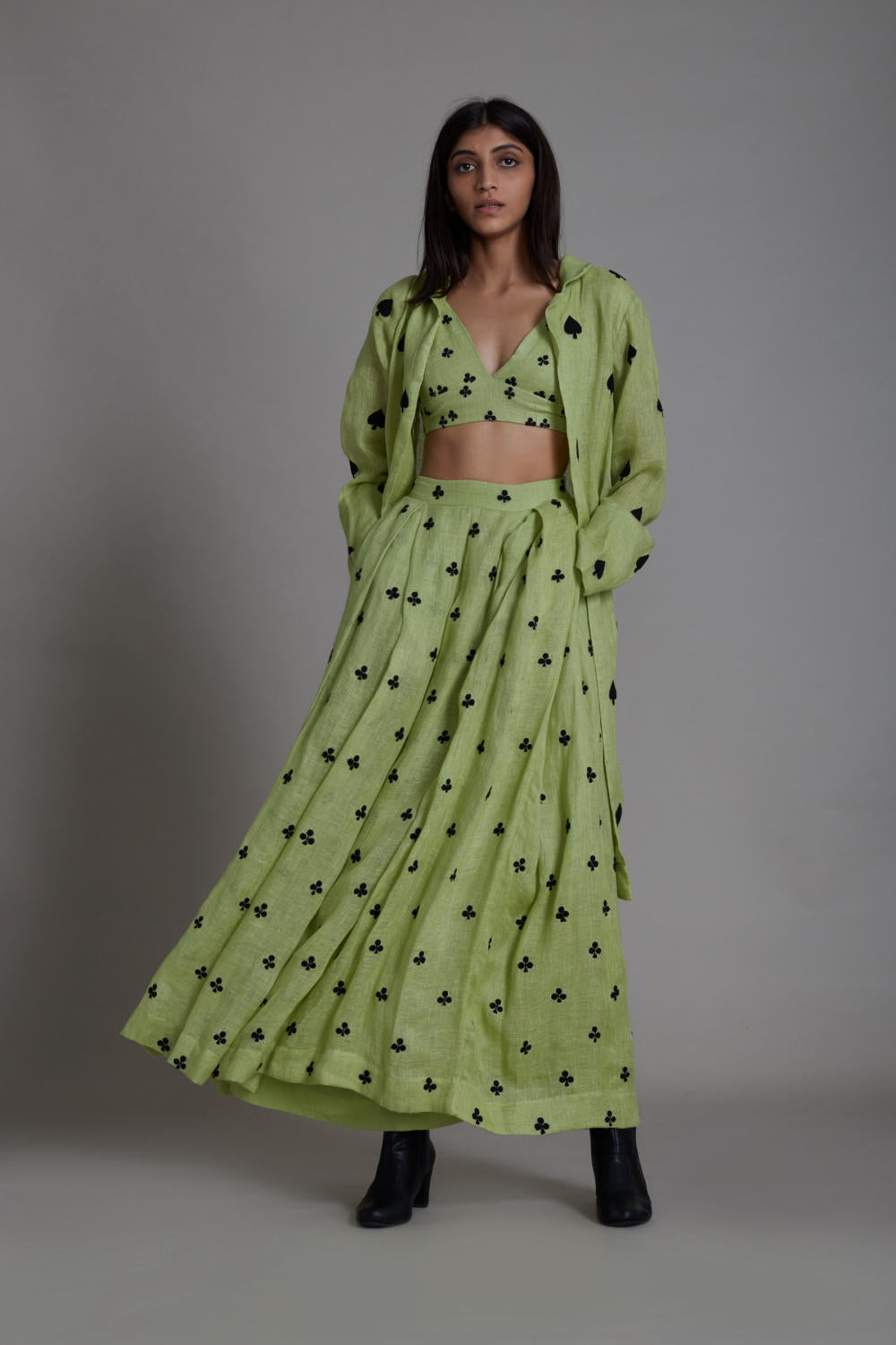 MATI CLUB COVER LEHENGA SET-GREEN Fashion Mati