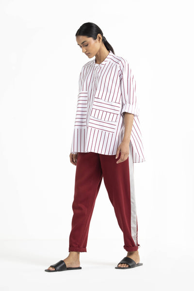 New Narrow Bottom Side stripe Crimson Red Fashion THREE