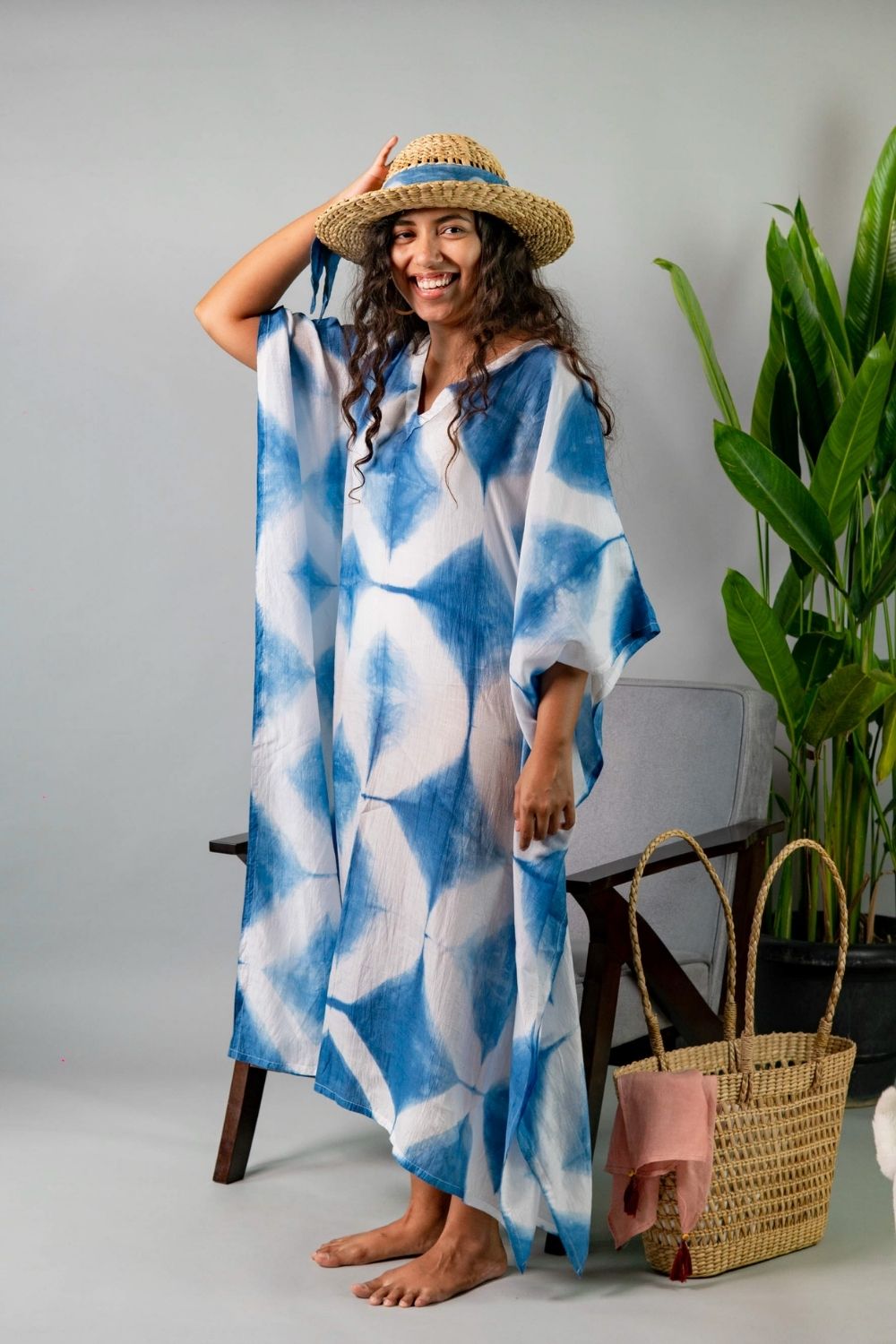 Panama Natural Dyed Indigo Kaftan Canvas & Weaves