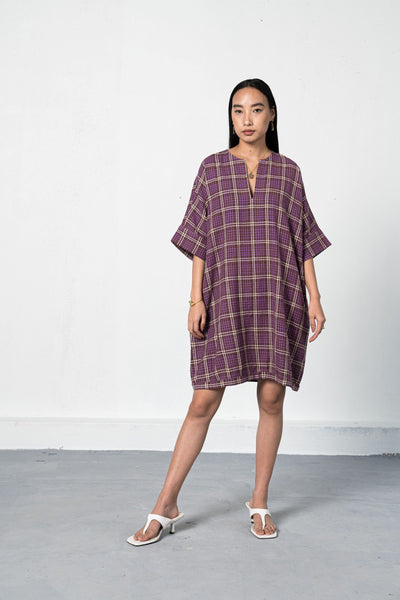 Purple Fields handwoven organic cotton dress Fashion SUI 