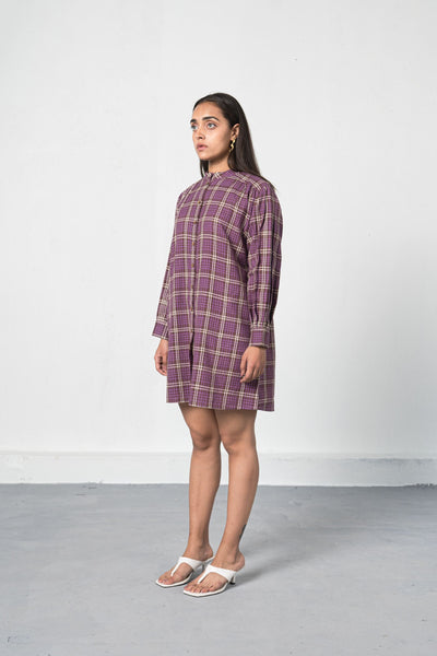 Purple Fields handwoven organic cotton shirt dress Fashion SUI 