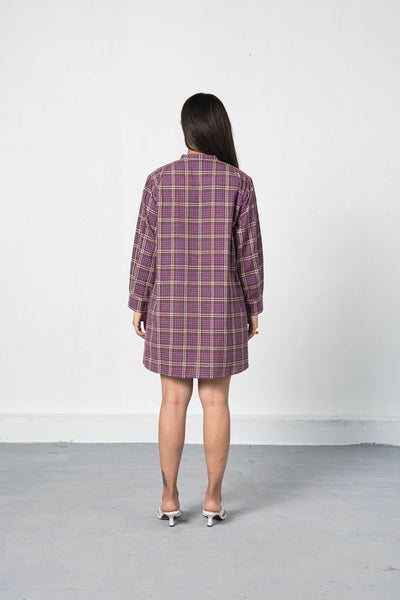 Purple Fields handwoven organic cotton shirt dress Fashion SUI 