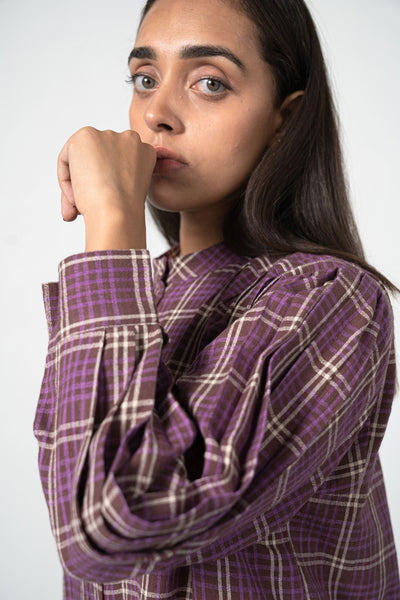 Purple Fields handwoven organic cotton shirt dress Fashion SUI 