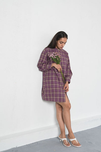 Purple Fields handwoven organic cotton shirt dress Fashion SUI 