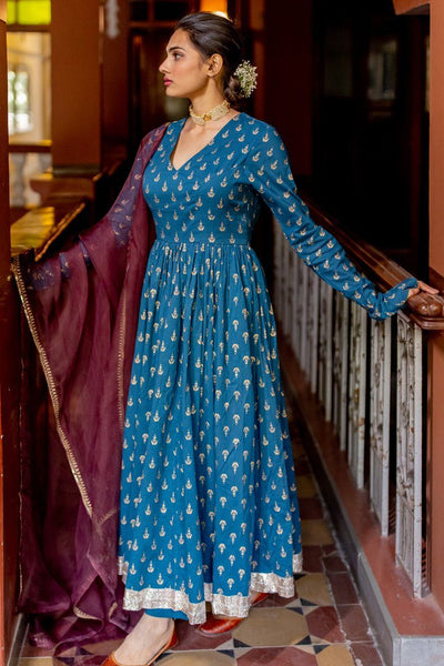 Teal and Wine Anarkali Set Fashion Juanita 