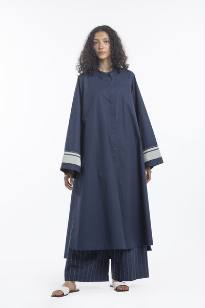 WIDE SLEEVE SHIRT-NAVY Fashion THREE